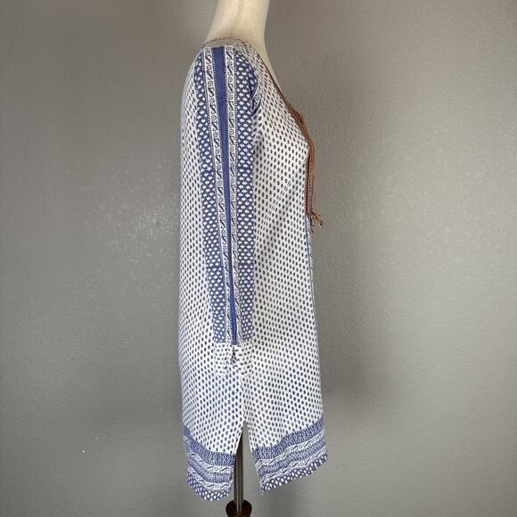 Roberta Roller Rabbit Boho Tunic Mini Dress Size XS Cotton Voile Floral Stripe - Picture 6 of 8